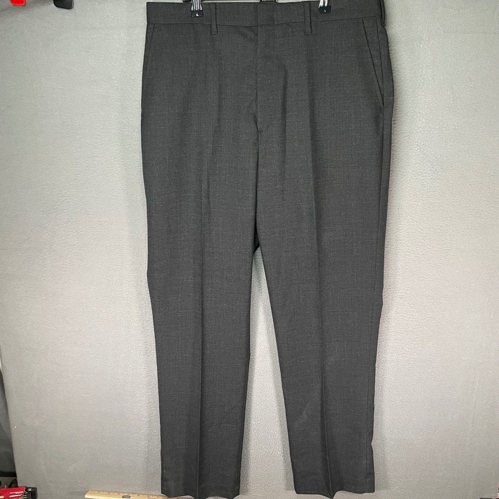 Edwards Dress Pants Mens 36x32 Charcoal Wool Blend NWT Flat Front Michigan